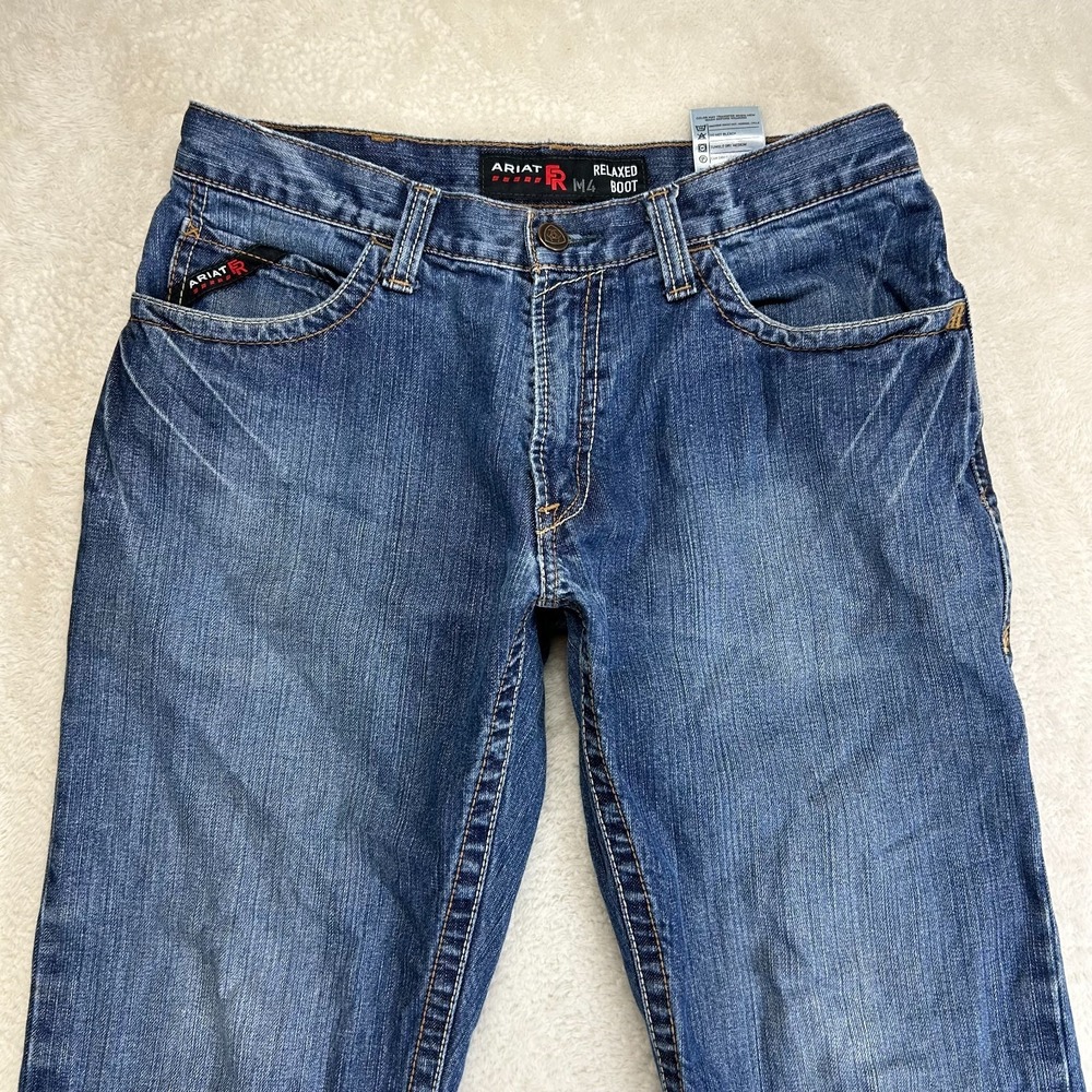 Ariat FR M4 Bootcut Jeans Mens 32x32 Blue Denim Relaxed Fit Western Workwear - Picture 3 of 16